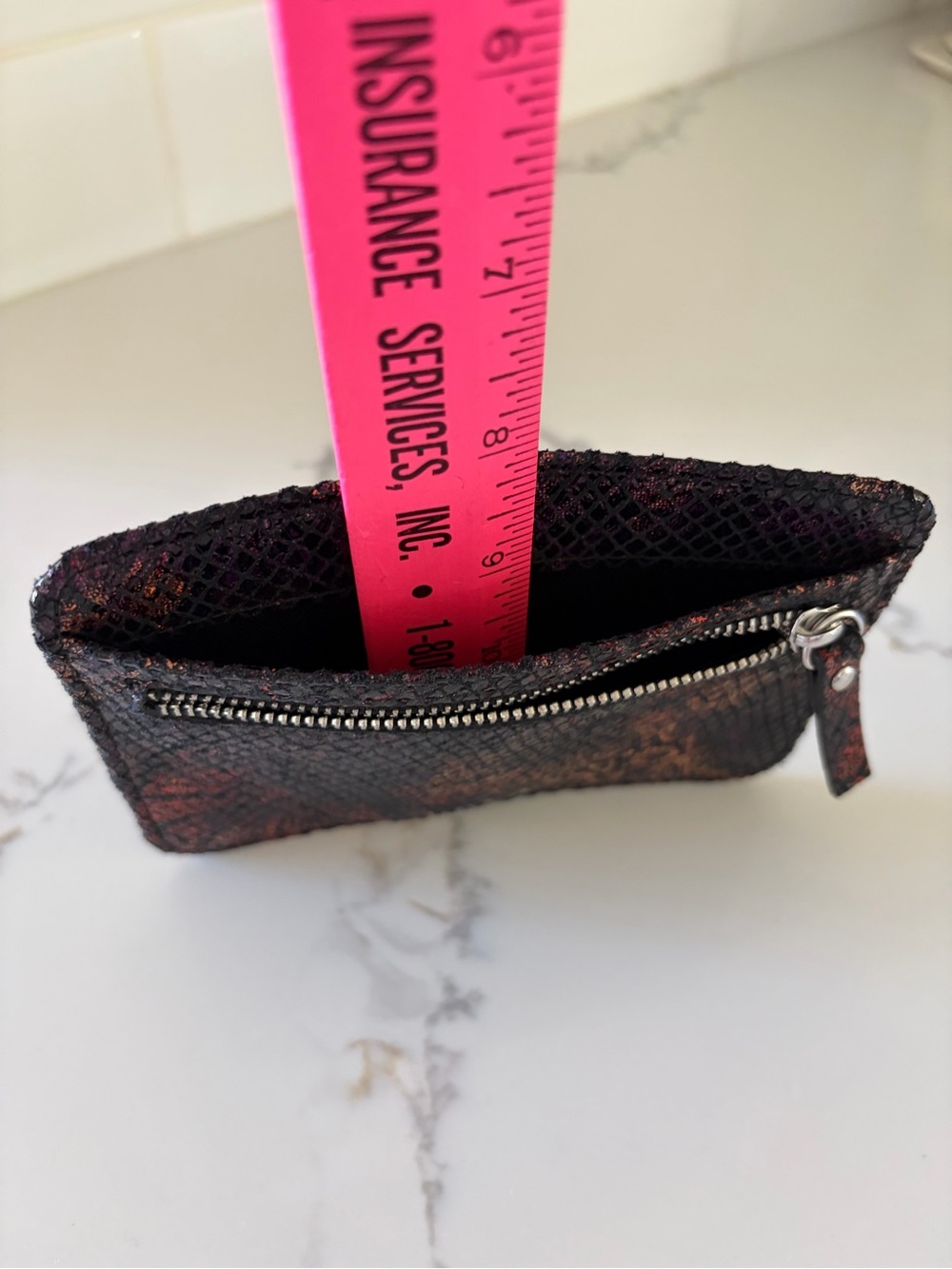 NEW LODIS METALLIC SNAKESKIN LEATHER CARD CASE MINI WALLET CLUTCH RFID - Picture 9 of 14